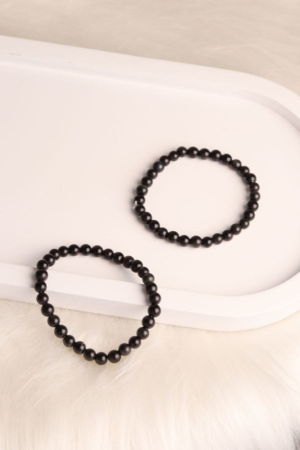 Pulseira em Contas 8mm Obsidiana Negra