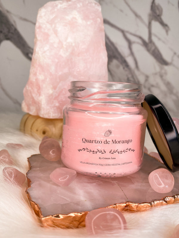 Vela Quartzo de Morango | Coleção Cristais em Quartzo Rosa