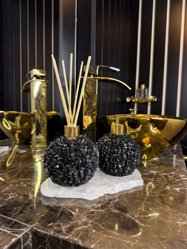 Kit para Lavabo | Difusor e Saboneteira em Turmalina Negra