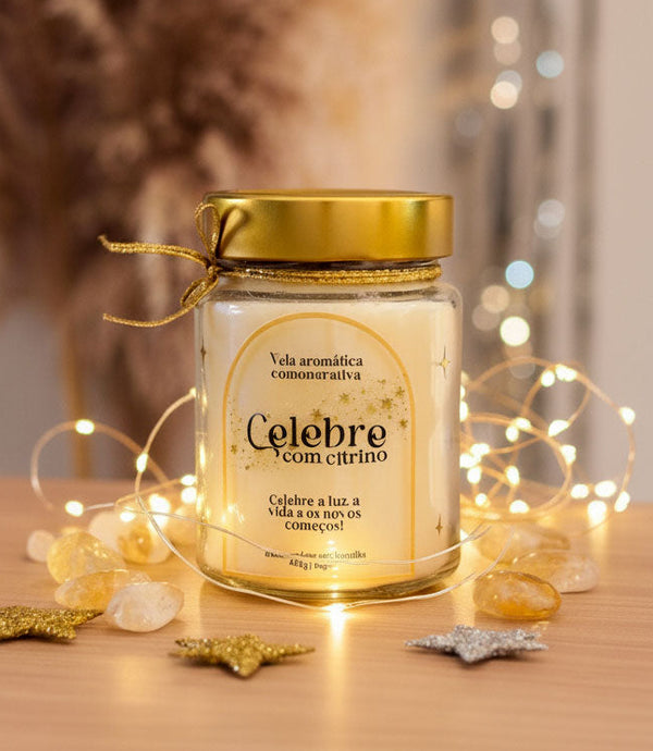 Vela Aromática Celebre com Citrino | Comemore | 400g