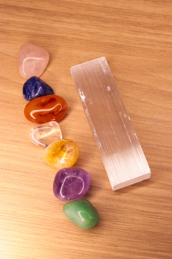 Kit Placa de Selenita e Kit 7 Chakras
