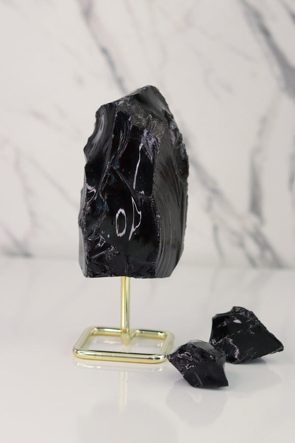 Obsidiana Negra Bruta na Base | Proteção de ambiente